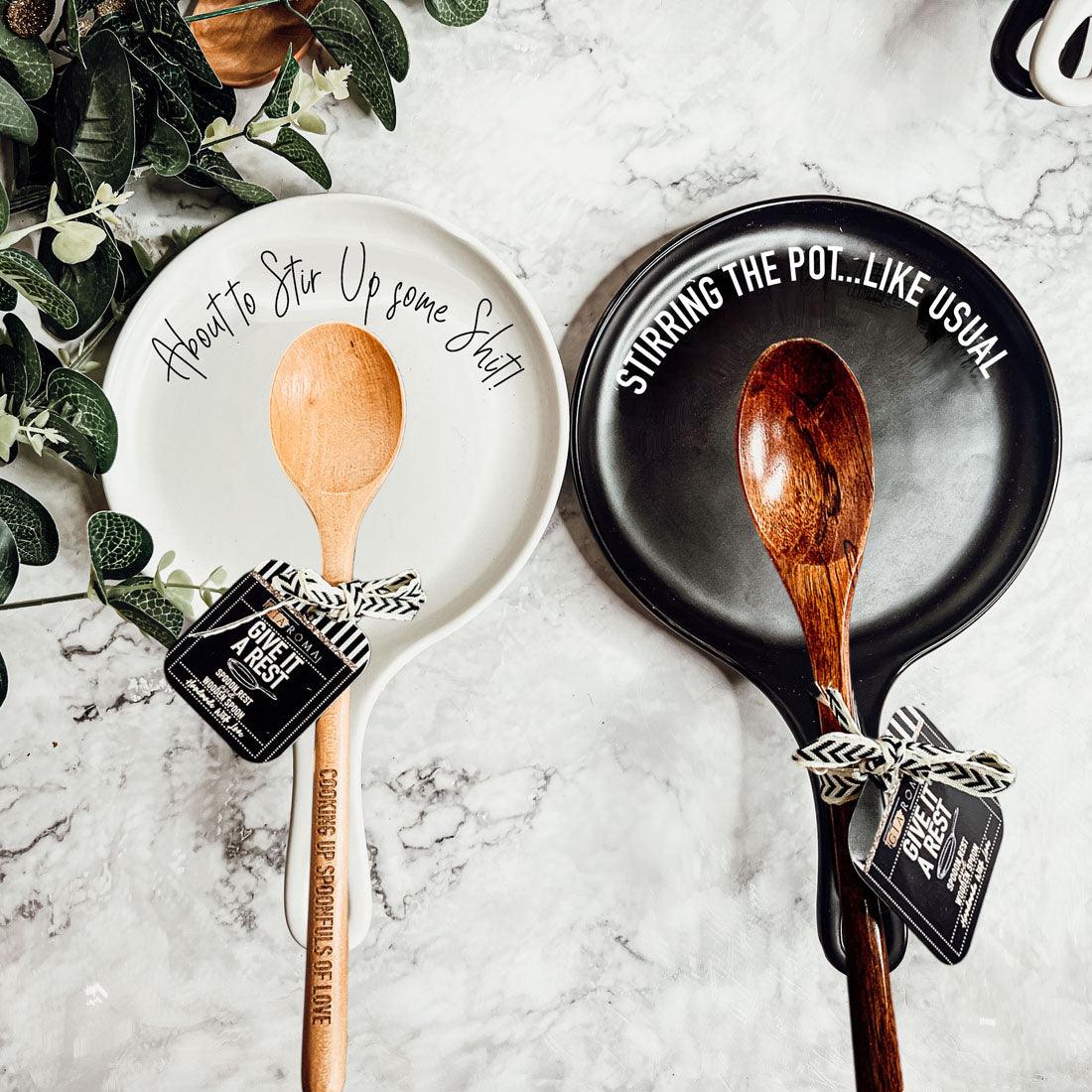 Give it a Rest Large Spoon Rest & Choice of Wooden Spoon Set