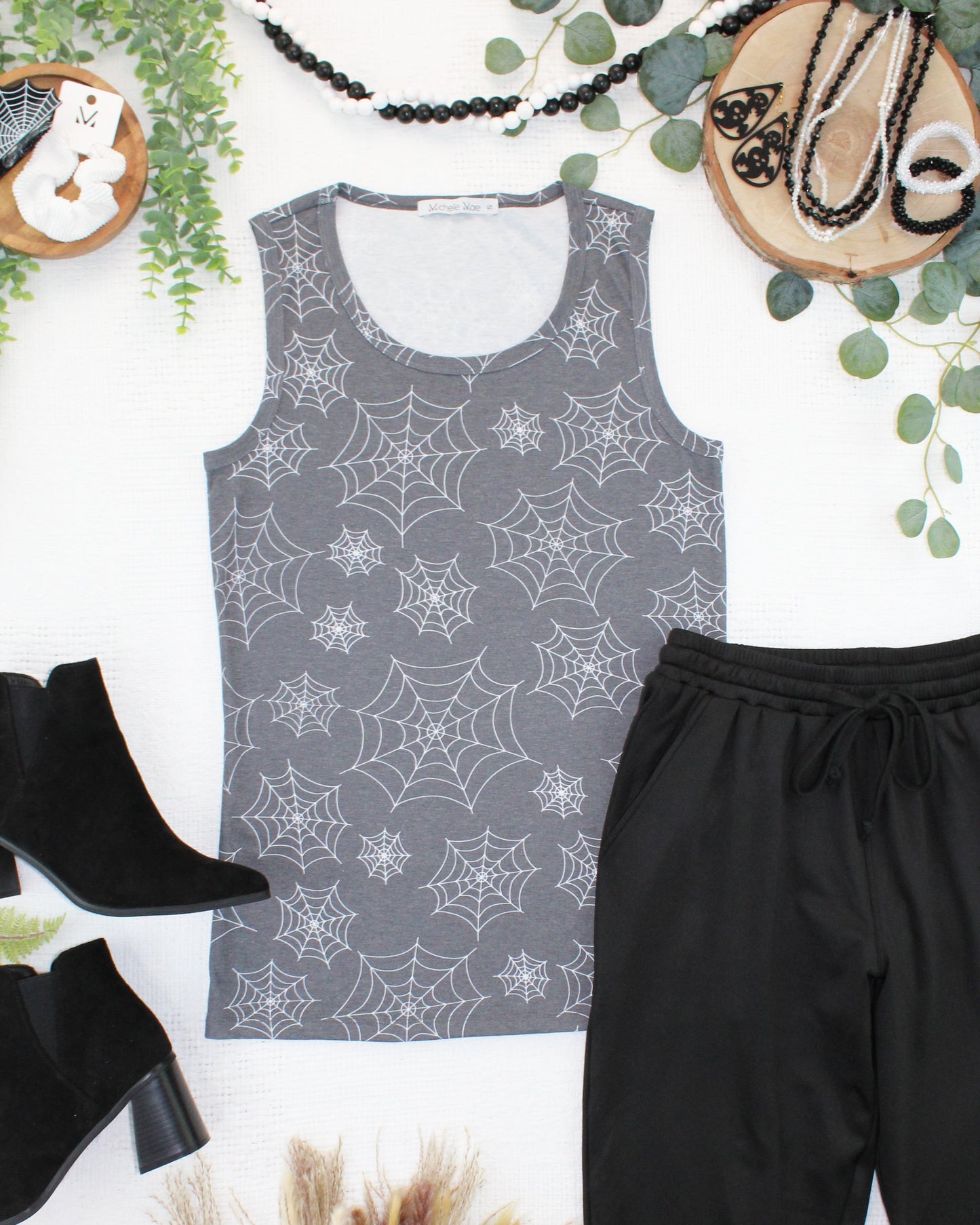 Michelle Mae Ava Tank - Faded Black Webs
