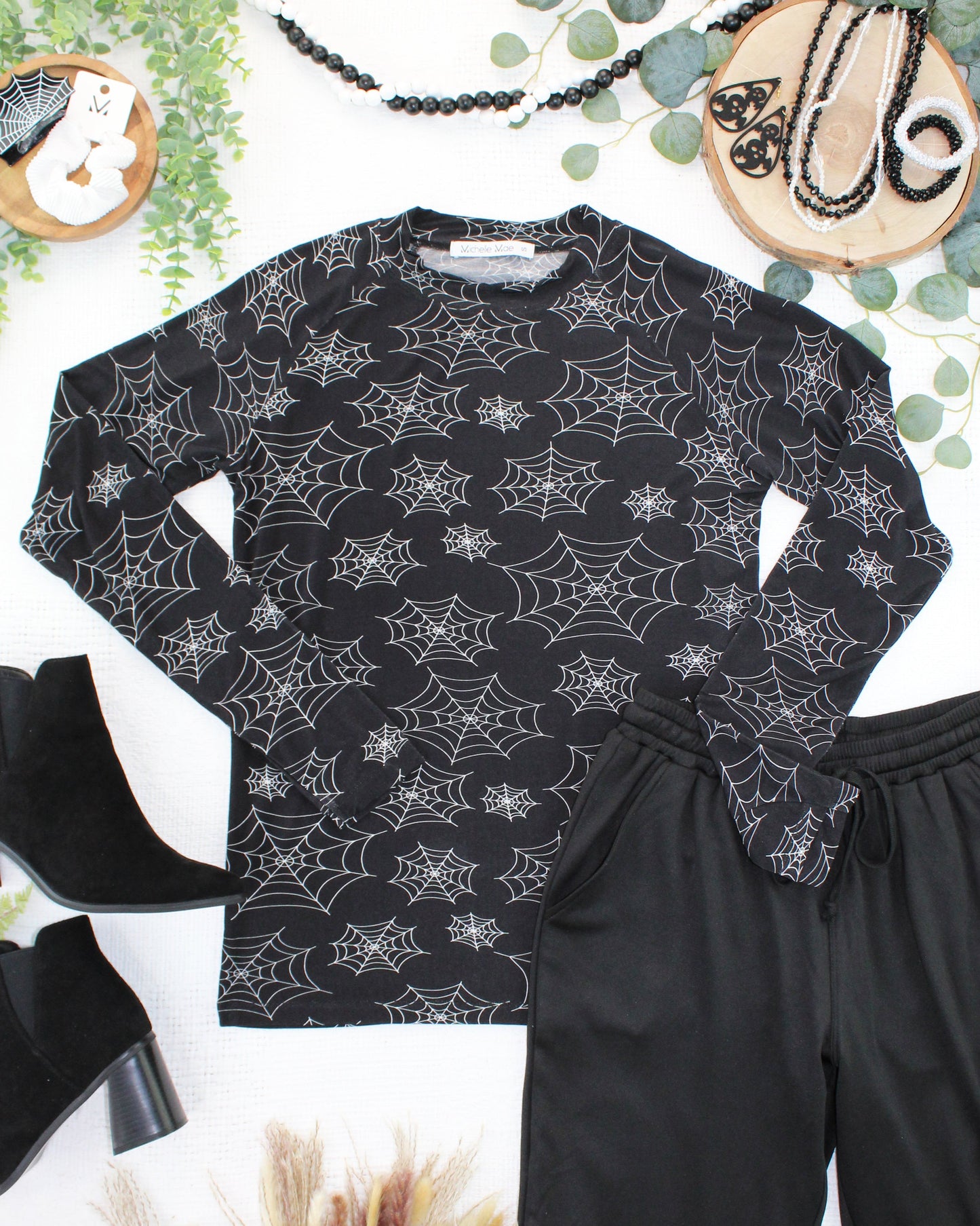 Michelle Mae Blair Long Sleeve Top - Midnight Webs