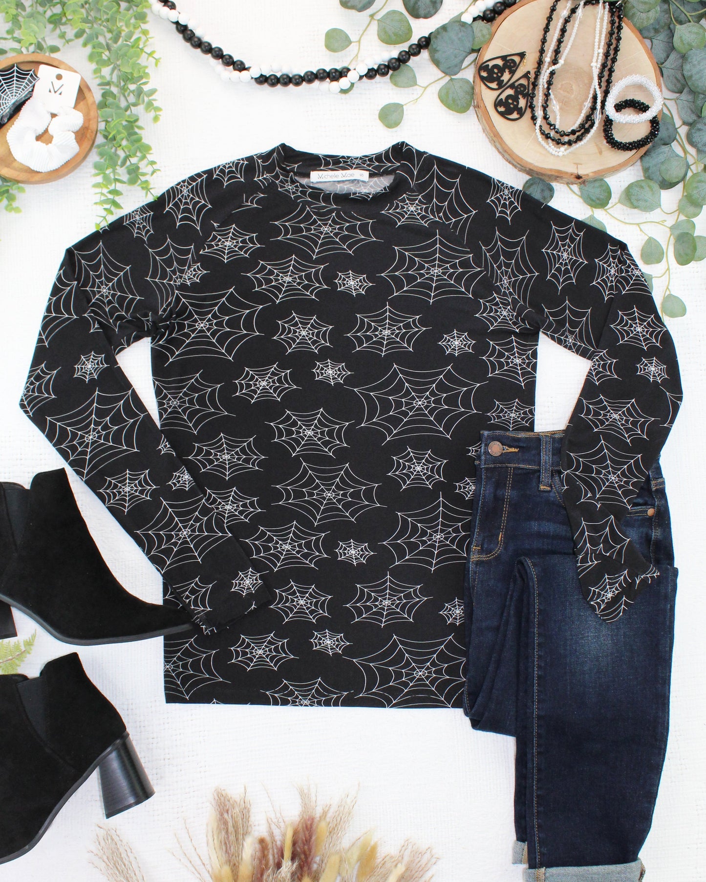 Michelle Mae Blair Long Sleeve Top - Midnight Webs