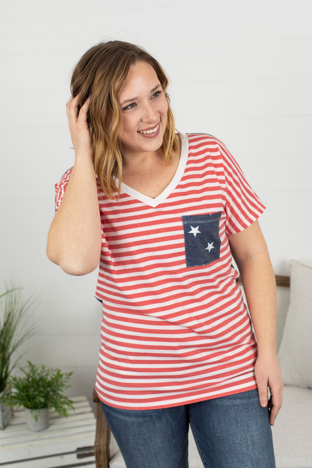 IN STOCK Chloe Cozy Tee - Stars and Stripes