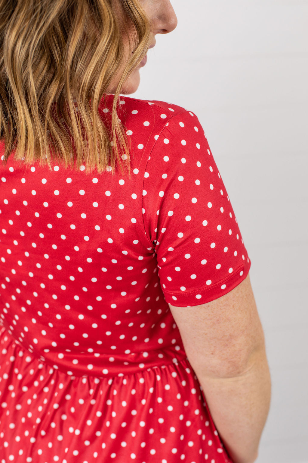 IN STOCK Sarah Ruffle Top - Red Dot