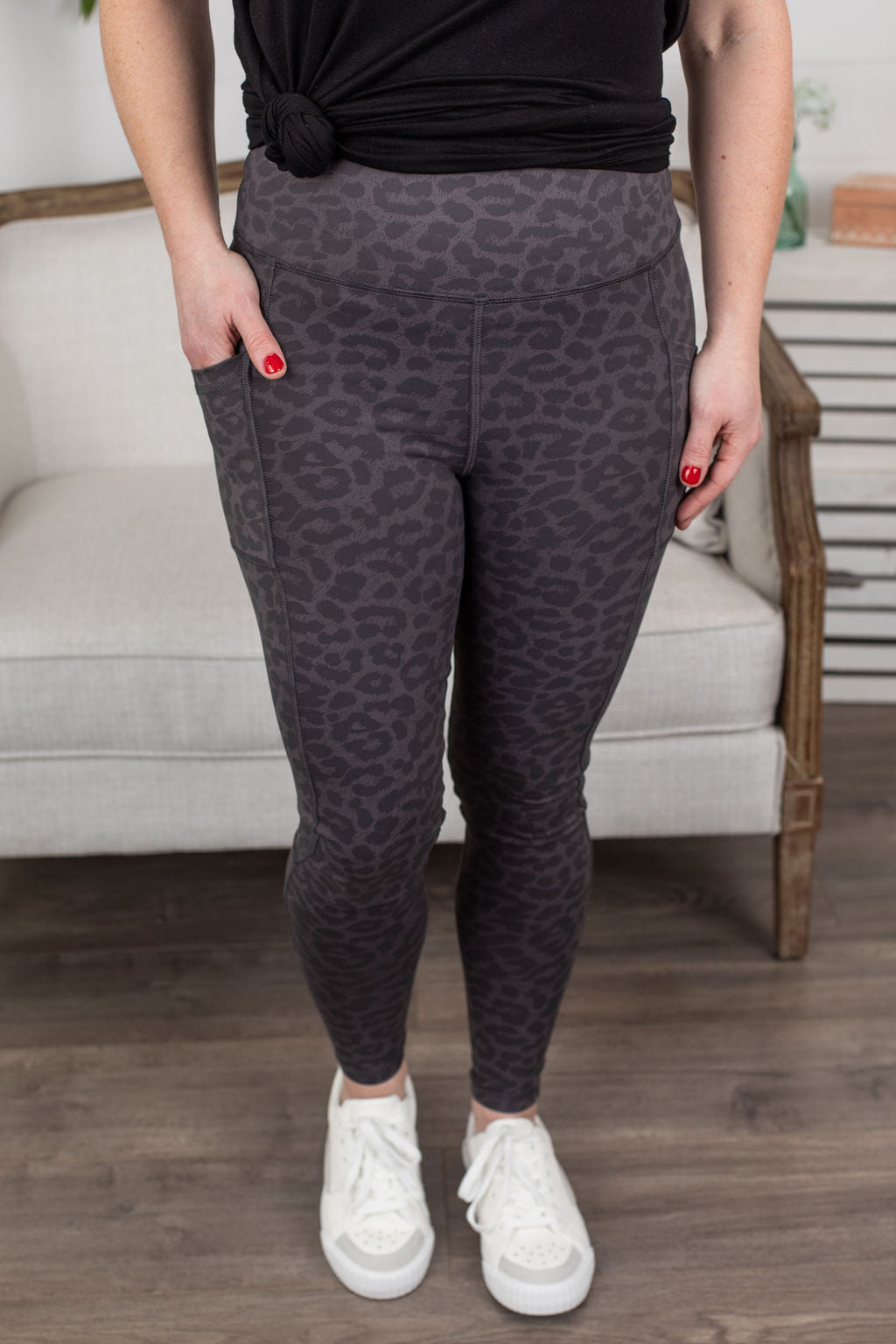 IN STOCK Athleisure Leggings - Charcoal Leopard