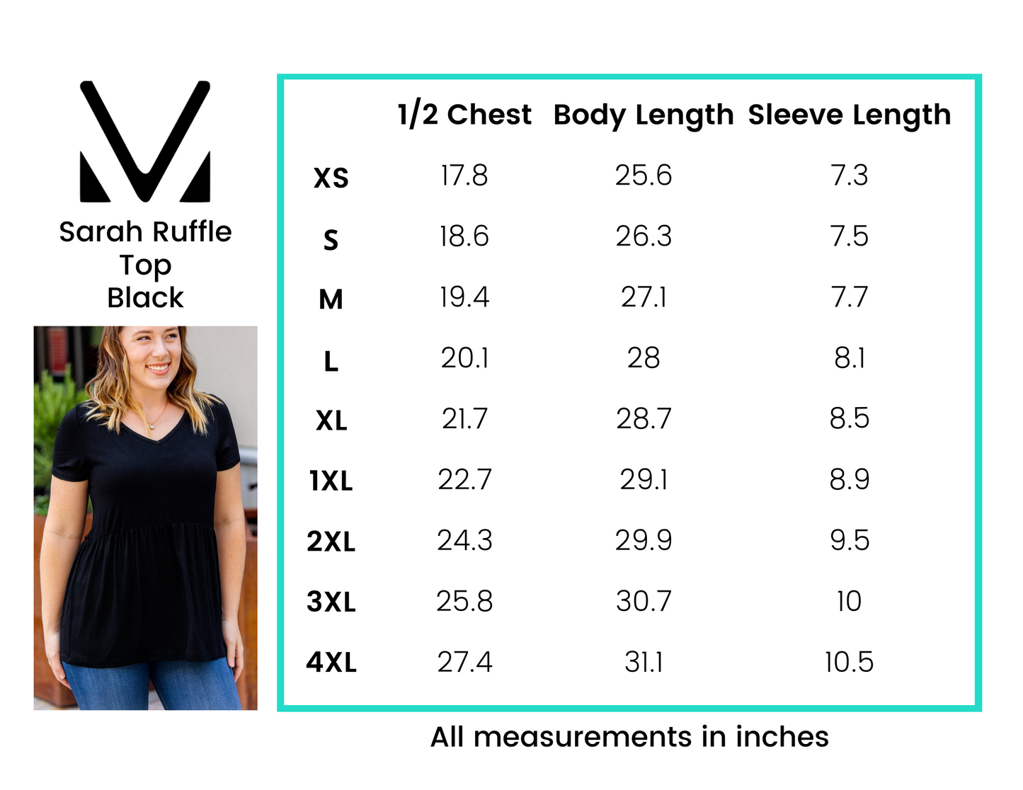 Michelle Mae Sarah Ruffle Top - Black