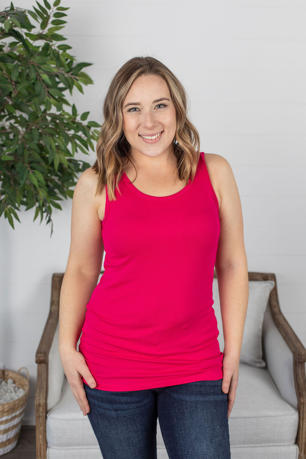 IN STOCK Ava Tank- Hot Pink