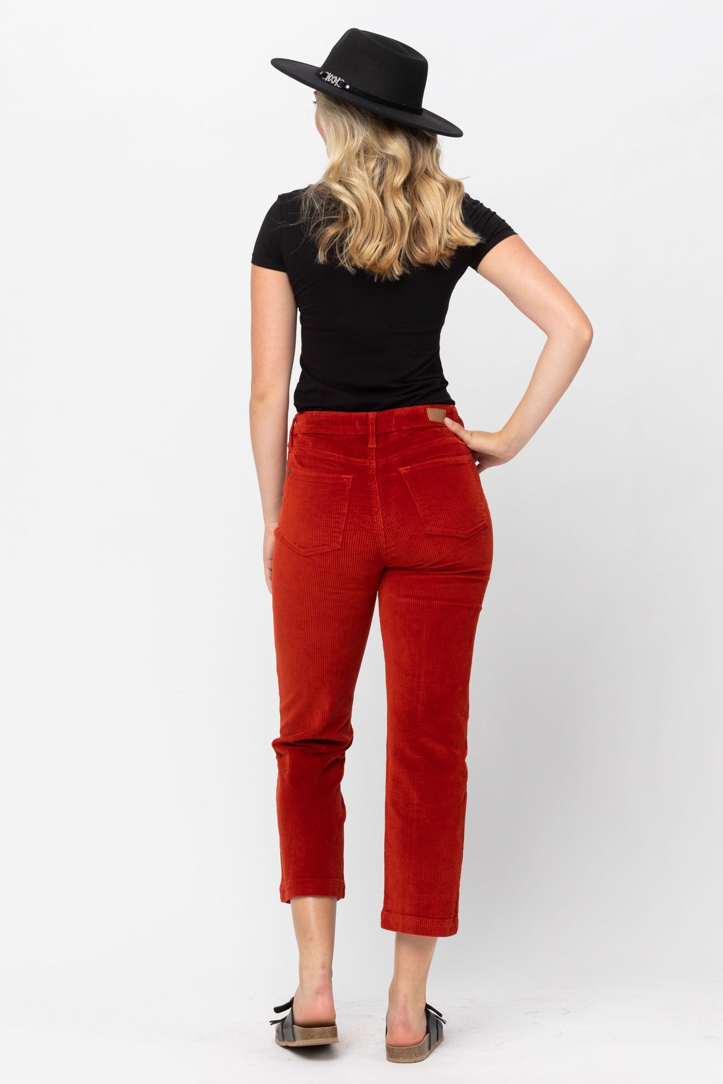 Autumn Is Calling Judy Blue Ankle Straight Corduroy Pants in Rust