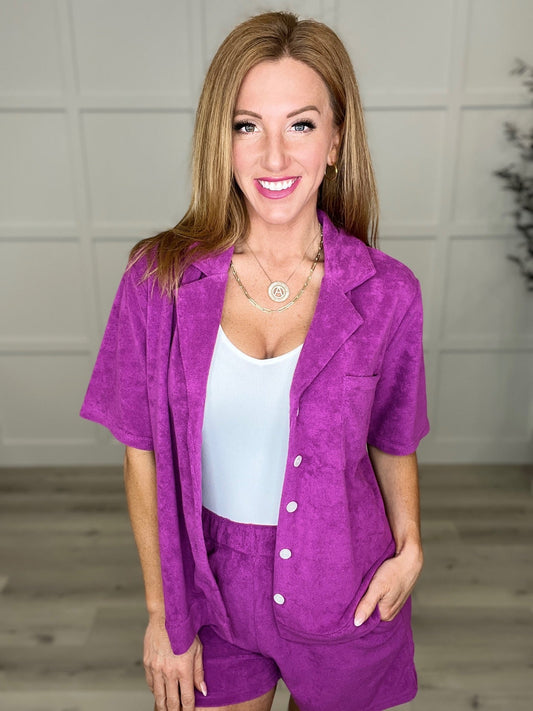 French Terry Button Down Top (multiple colors)