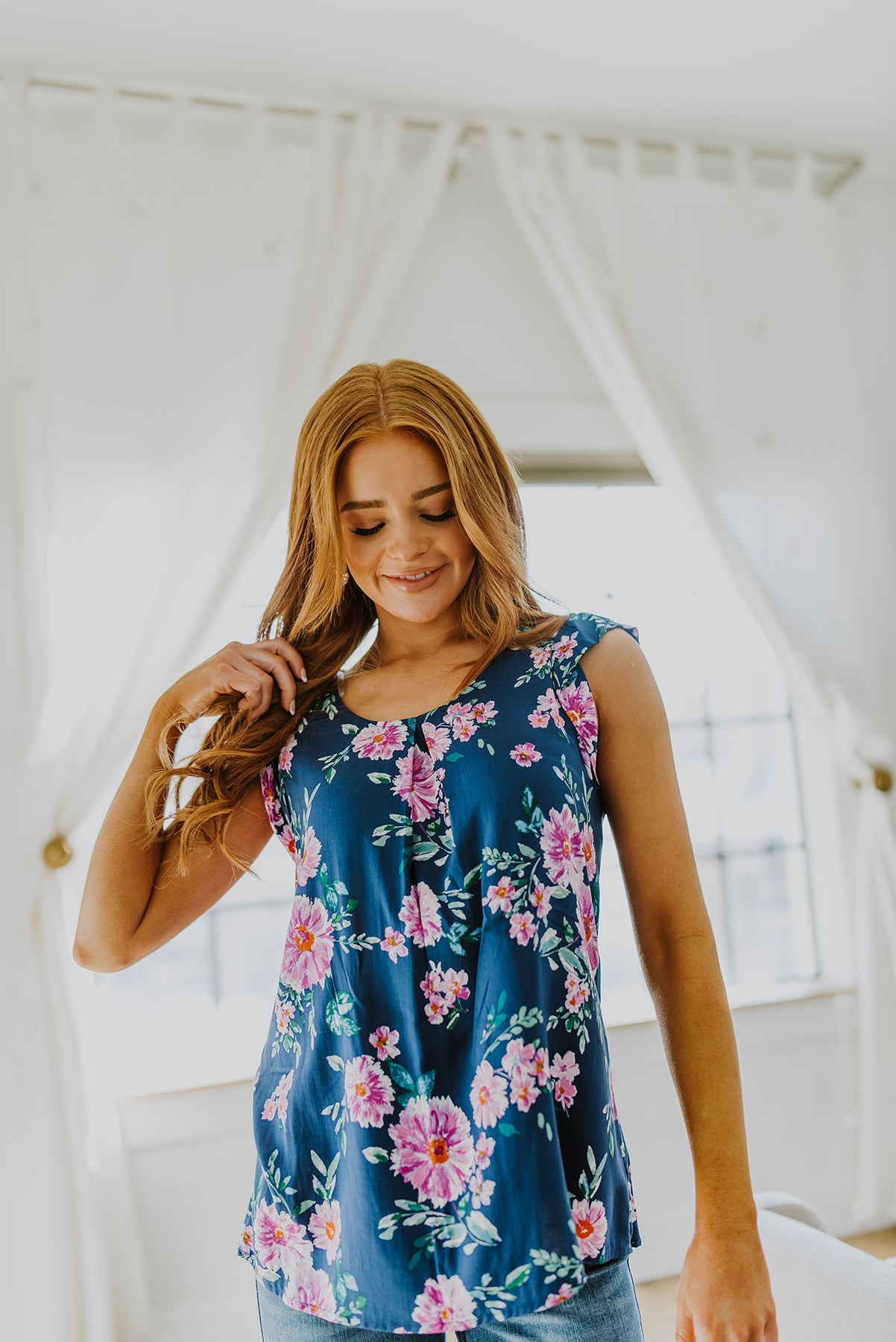 Crowd Charmer Floral Cap Sleeve Blouse