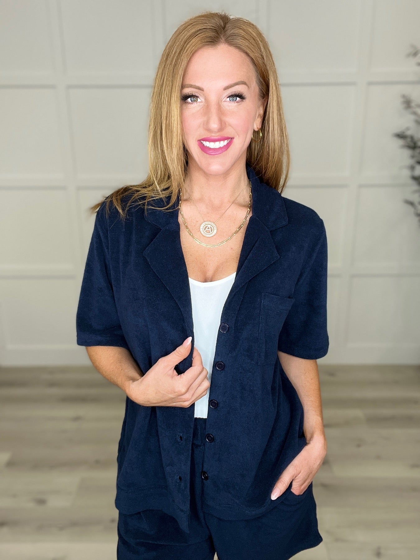 French Terry Button Down Top (multiple colors)