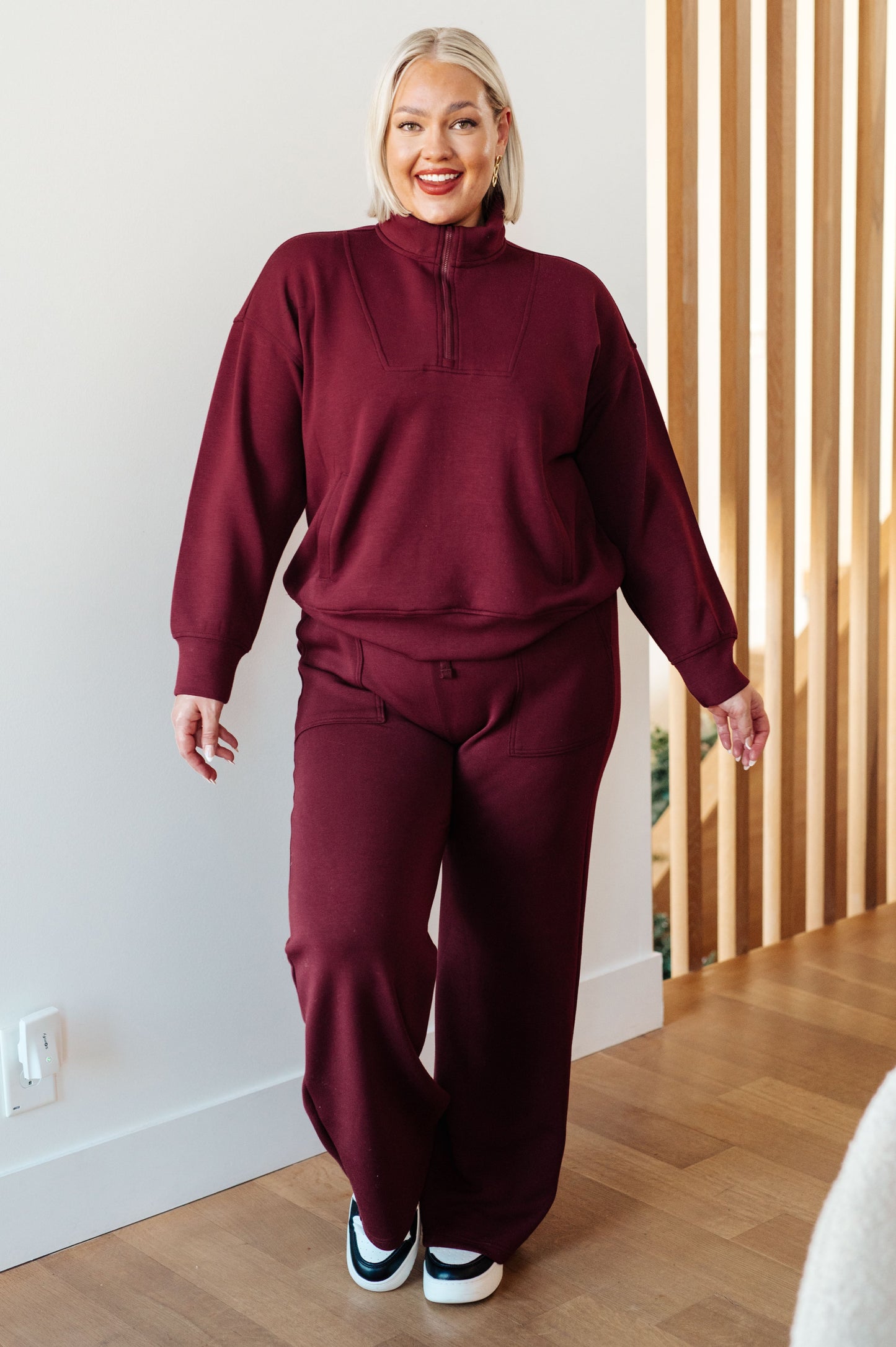 Handle That Quarter Zip Pullover in Wine