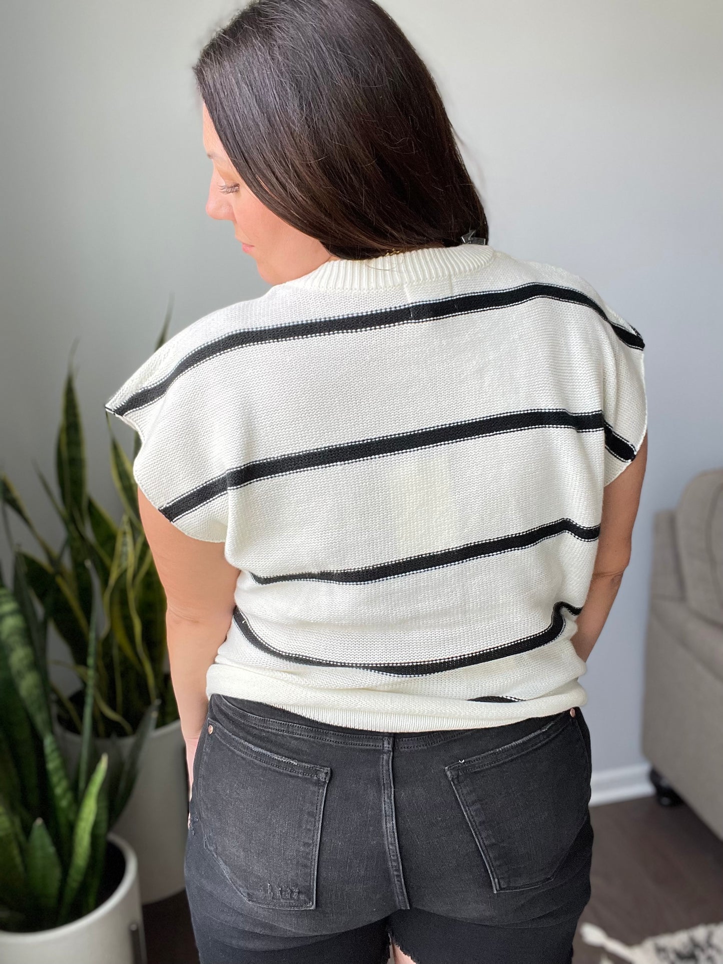 More or Less Striped Sleeveless Sweater