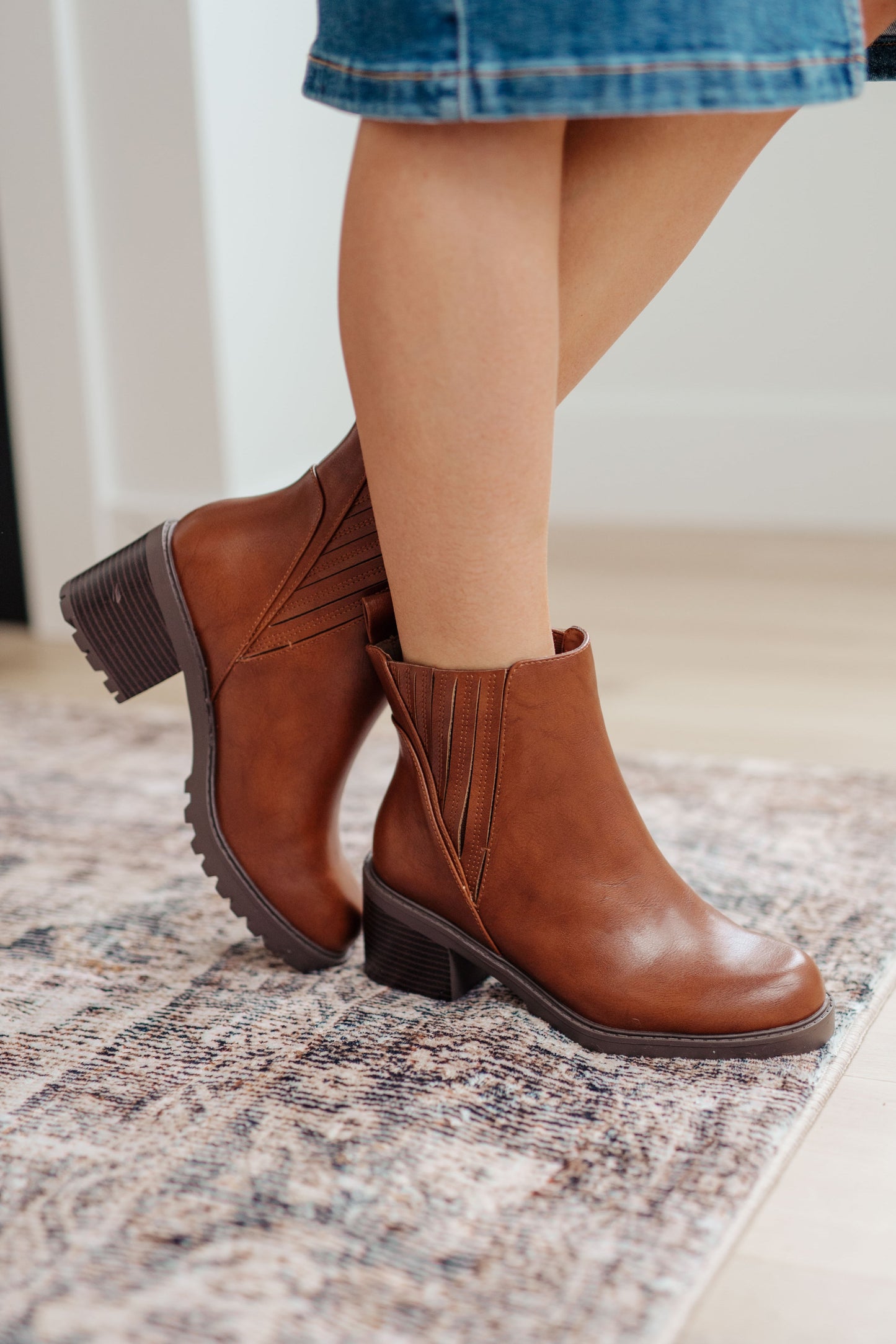 Pull On Lug Sole Boot in Cognac
