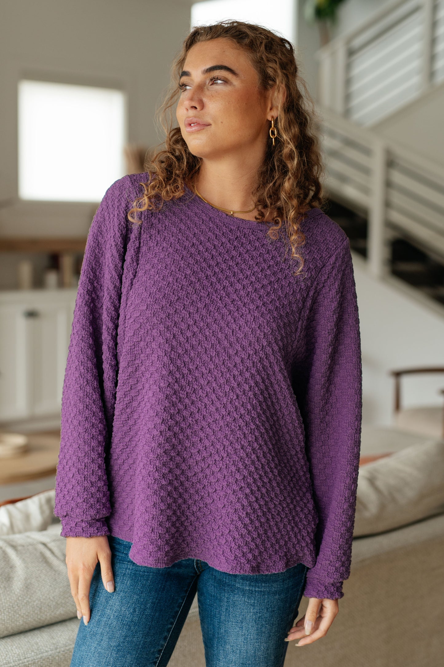 Textured Royal Purple Pullover